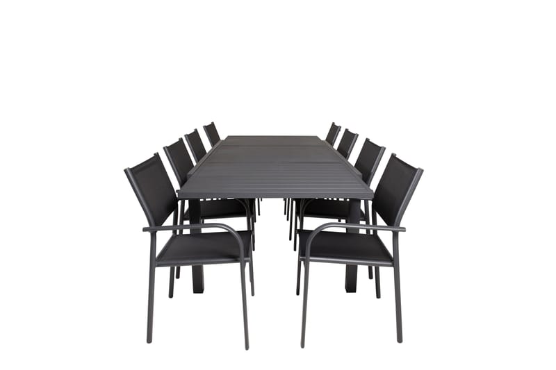 Marbella Matgrupp Utomhus 160-240 cm Rektangulär med 8 Santorini Utestolar, Svart