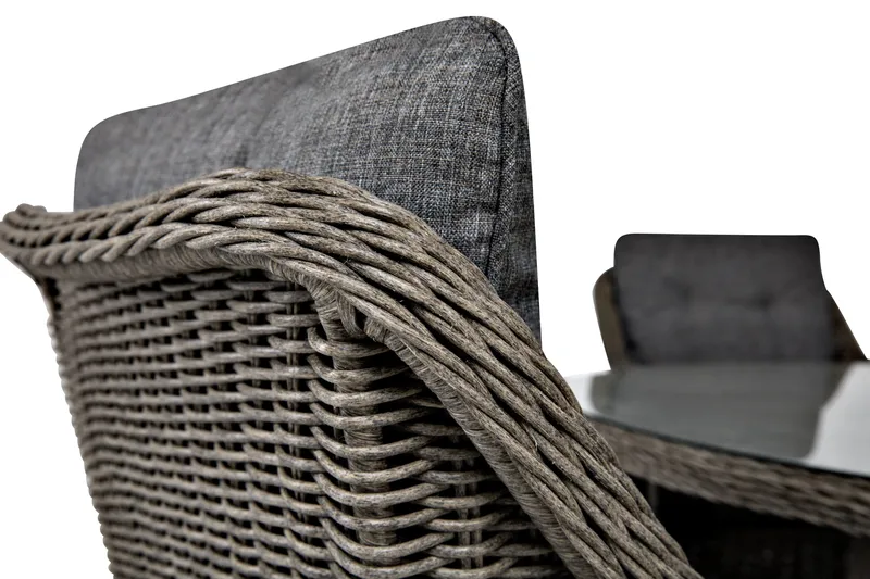 Marcus Matgrupp 140 Rund + 4 Fåtöljer m Dyna - Grå - Utemöbler - Utegrupp - Matgrupp utomhus