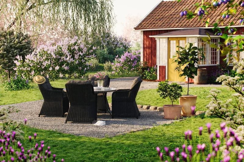 Marcus Matgrupp 140 Rund + 4 Fåtöljer m Dyna - Svart - Utemöbler - Utegrupp - Matgrupp utomhus