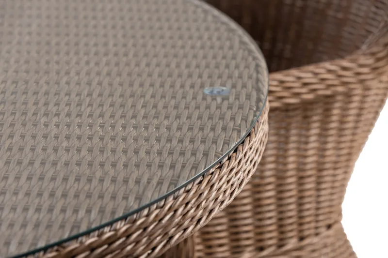 Marcus Matgrupp 140 Rund + 4 Light Fåtöljer m Dyna - Natur - Utemöbler - Utegrupp - Matgrupp utomhus