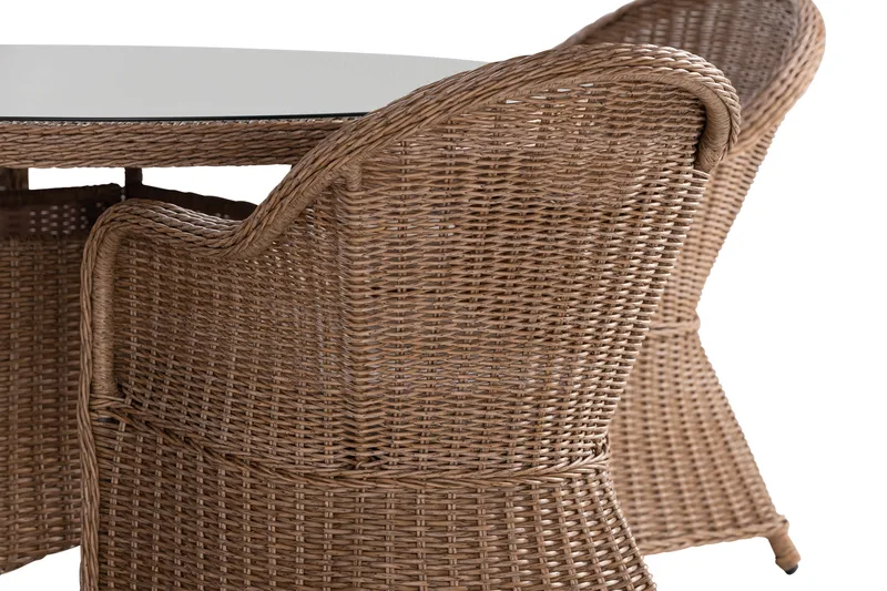 Marcus Matgrupp 140 Rund + 4 Light Fåtöljer m Dyna - Natur - Utemöbler - Utegrupp - Matgrupp utomhus