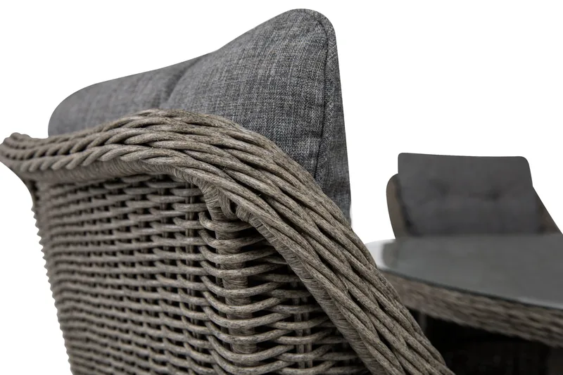 Marcus Matgrupp 140 Rund + 6 Fåtöljer m Dyna - Grå - Utemöbler - Utegrupp - Matgrupp utomhus