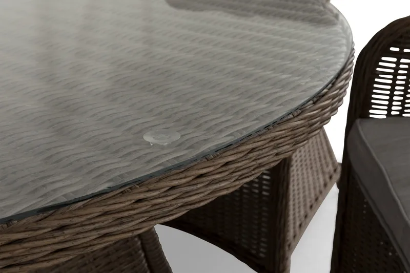 Marcus Matgrupp 140 Rund + 6 Fåtöljer m Dyna - Natur - Utemöbler - Utegrupp - Matgrupp utomhus