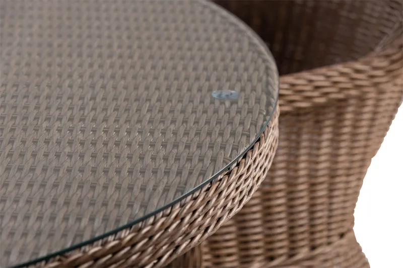 Marcus Matgrupp 140 Rund + 6 Light Fåtöljer m Dyna - Natur - Utemöbler - Utegrupp - Matgrupp utomhus