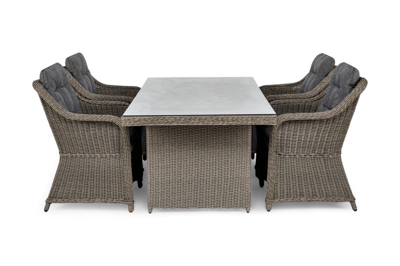 Marcus Matgrupp 200 + 4 Fåtöljer m Dyna - Grå - Utemöbler - Utegrupp - Matgrupp utomhus