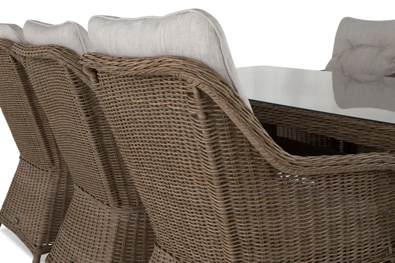 Marcus Matgrupp 200 + 6 Fåtöljer m Dyna - Natur - Utemöbler - Utegrupp - Matgrupp utomhus