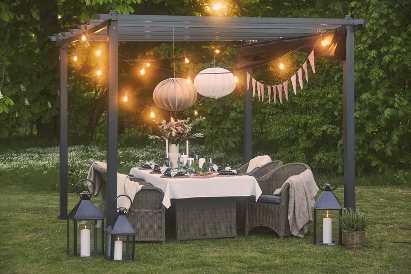 Marcus Matgrupp 200 + 6 Light Fåtöljer m Dyna - Grå - Utemöbler - Utegrupp - Matgrupp utomhus