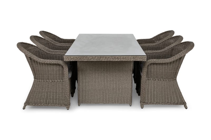 Marcus Matgrupp 200 + 6 Light Fåtöljer m Dyna - Grå - Utemöbler - Utegrupp - Matgrupp utomhus