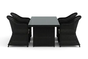 Marcus utomhus matgrupp 160x90 cm med 4 Marcus Light utefåtöljer - Svart - Utemöbler - Utegrupp - Matgrupp utomhus