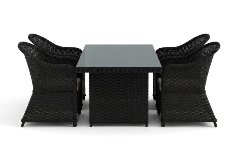 Marcus utomhus matgrupp 160x90 cm med 4 Marcus Light utefåtöljer - Svart - Utemöbler - Utegrupp - Matgrupp utomhus
