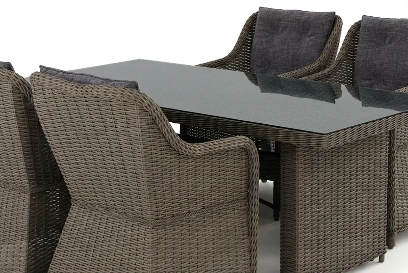 Marcus utomhus matgrupp 160x90 cm med 4 Marcus utefåtöljer - Grå - Utemöbler - Utegrupp - Matgrupp utomhus