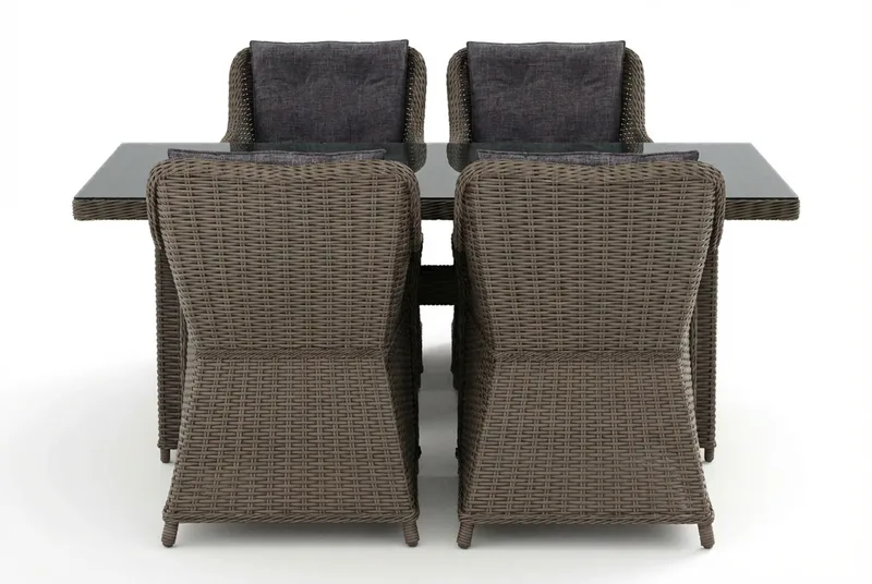 Marcus utomhus matgrupp 160x90 cm med 4 Marcus utefåtöljer - Grå - Utemöbler - Utegrupp - Matgrupp utomhus