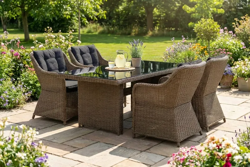 Marcus utomhus matgrupp 160x90 cm med 4 Marcus utefåtöljer - Natur - Utemöbler - Utegrupp - Matgrupp utomhus