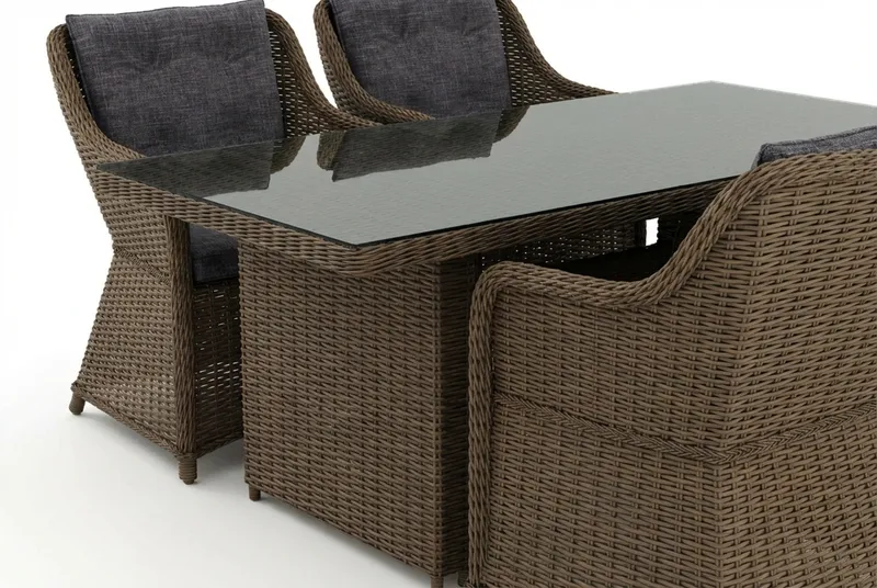 Marcus utomhus matgrupp 160x90 cm med 4 Marcus utefåtöljer - Natur - Utemöbler - Utegrupp - Matgrupp utomhus