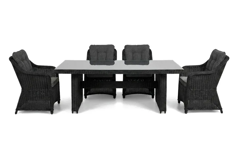 Marcus utomhus matgrupp 160x90 cm med 4 Marcus utefåtöljer - Svart - Utemöbler - Utegrupp - Matgrupp utomhus