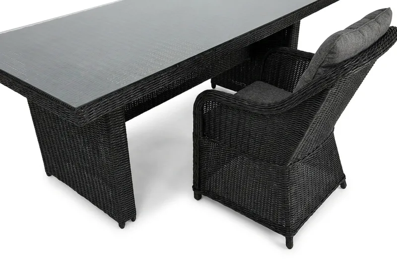 Marcus utomhus matgrupp 160x90 cm med 4 Marcus utefåtöljer - Svart - Utemöbler - Utegrupp - Matgrupp utomhus
