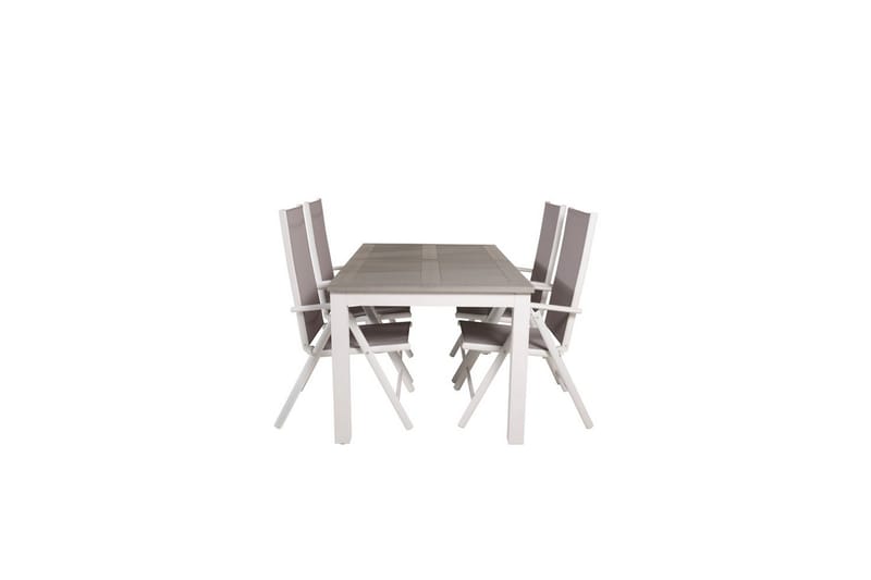 Matgrupp Albany Rektangulärt 125/210x90 cm Vit / Grå med Break Stolar 4 st - 4 st - Utemöbler - Utegrupp - Matgrupp utomhus