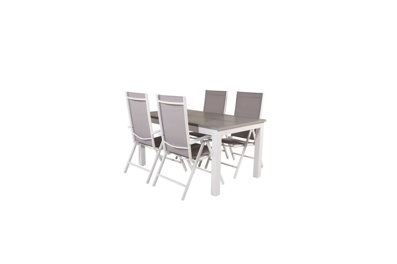 Matgrupp Albany Rektangulärt 125/210x90 cm Vit / Grå med Break Stolar 4 st - 4 st - Utemöbler - Utegrupp - Matgrupp utomhus