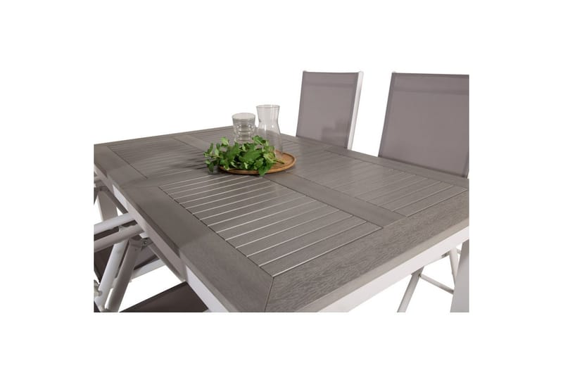 Matgrupp Albany Rektangulärt 125/210x90 cm Vit / Grå med Break Stolar 4 st - 4 st - Utemöbler - Utegrupp - Matgrupp utomhus