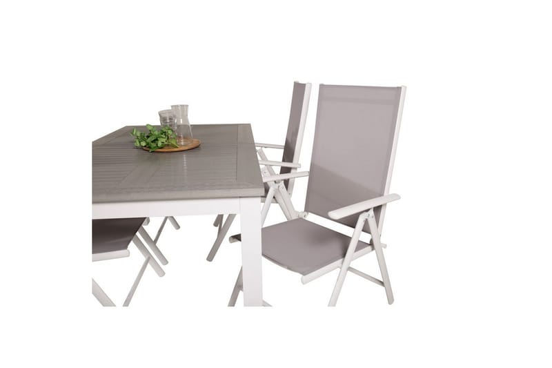 Matgrupp Albany Rektangulärt 125/210x90 cm Vit / Grå med Break Stolar 4 st - 4 st - Utemöbler - Utegrupp - Matgrupp utomhus