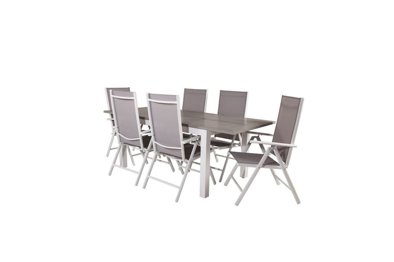 Matgrupp Albany Rektangulärt 125/210x90 cm Vit / Grå med Break Stolar 6 st - 6 st - Utemöbler - Utegrupp - Matgrupp utomhus