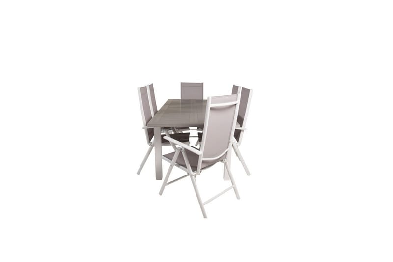 Matgrupp Albany Rektangulärt 125/210x90 cm Vit / Grå med Break Stolar 6 st - 6 st - Utemöbler - Utegrupp - Matgrupp utomhus