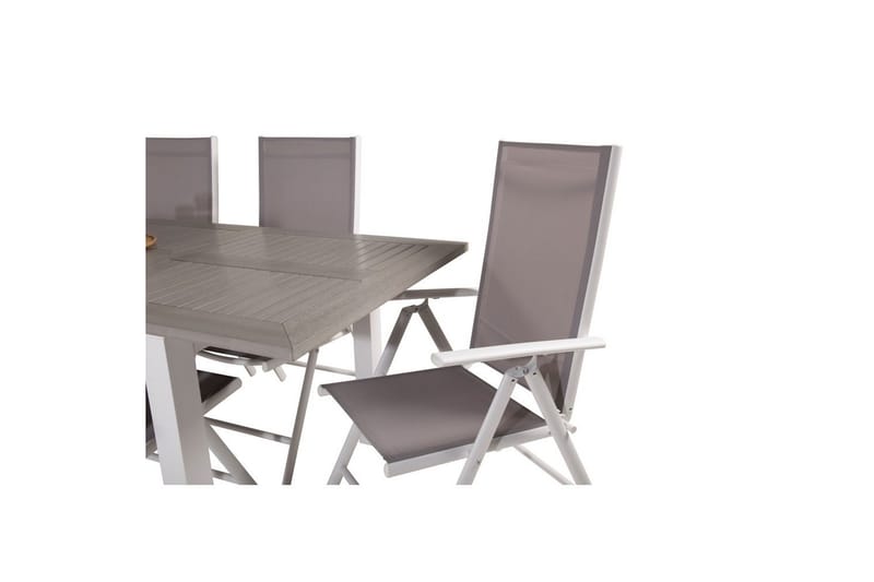 Matgrupp Albany Rektangulärt 125/210x90 cm Vit / Grå med Break Stolar 6 st - 6 st - Utemöbler - Utegrupp - Matgrupp utomhus