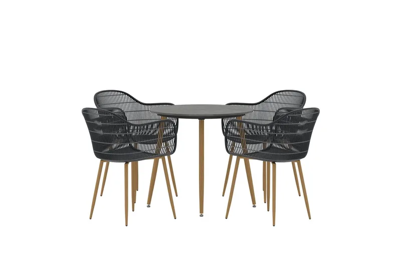 Matgrupp Anafi 80 cm med 4 Stolar Utomhus - Svart - Utemöbler - Utegrupp - Matgrupp utomhus