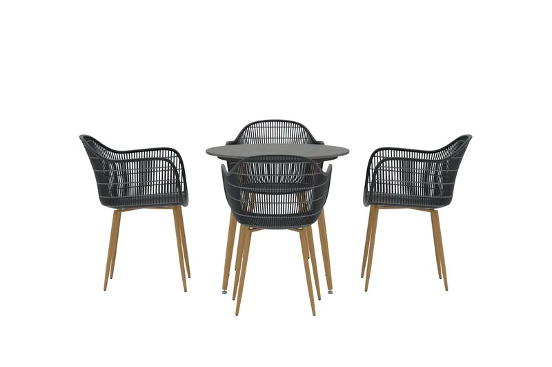 Matgrupp Anafi 80 cm med 4 Stolar Utomhus - Svart - Utemöbler - Utegrupp - Matgrupp utomhus