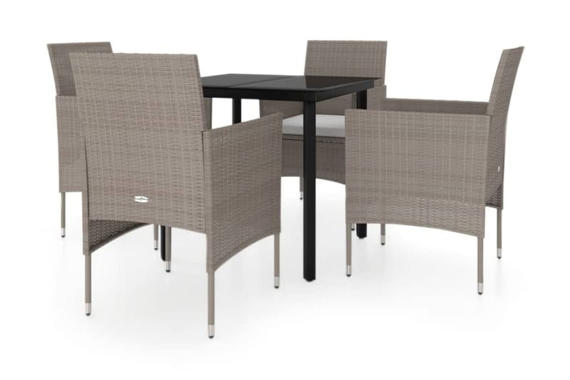 Matgrupp Utomhus för trädgården med dynor 5 delar beige och svart - Beige - Utemöbler - Utegrupp - Matgrupp utomhus
