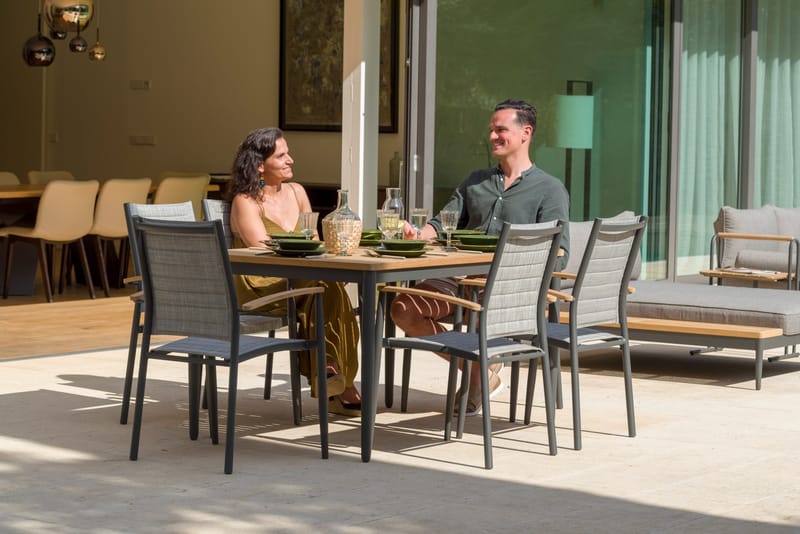 Matgrupp för utomhusbruk TOPAZ 144 cm 4 karmstolar - magnesiumgrå - Utemöbler - Utegrupp - Matgrupp utomhus