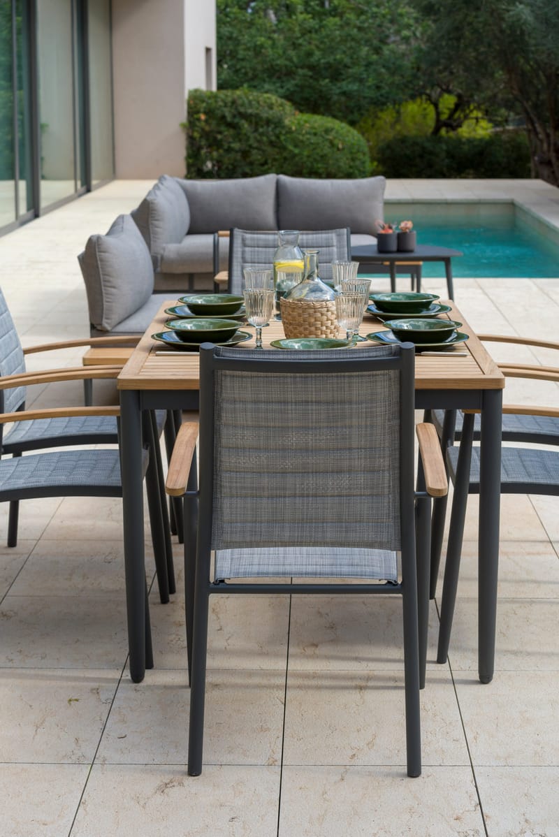 Matgrupp för utomhusbruk TOPAZ 144 cm 4 karmstolar - magnesiumgrå - Utemöbler - Utegrupp - Matgrupp utomhus