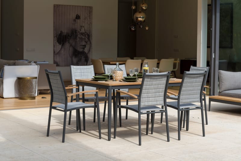 Matgrupp för utomhusbruk TOPAZ 144 cm 4 karmstolar - magnesiumgrå - Utemöbler - Utegrupp - Matgrupp utomhus