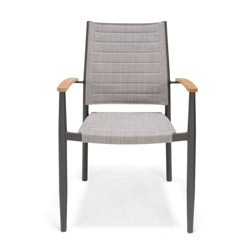 Matgrupp för utomhusbruk TOPAZ 144 cm 6 karmstolar - grå - Utemöbler - Utegrupp - Matgrupp utomhus