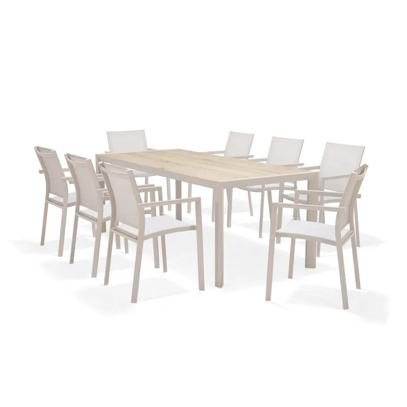 Matgrupp för utomhusbruk Urbanite 205 cm 8 karmstolar, grå