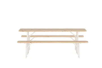Matgrupp Guiness 200 cm med 2 Bänkar Utomhus - Teaklook, beige stomme - Utemöbler - Utegrupp - Matgrupp utomhus