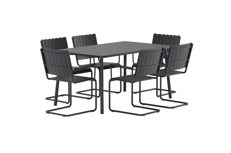 Matgrupp Holmsund med 6 Stolar Utomhus - Svart - Utemöbler - Utegrupp - Matgrupp utomhus