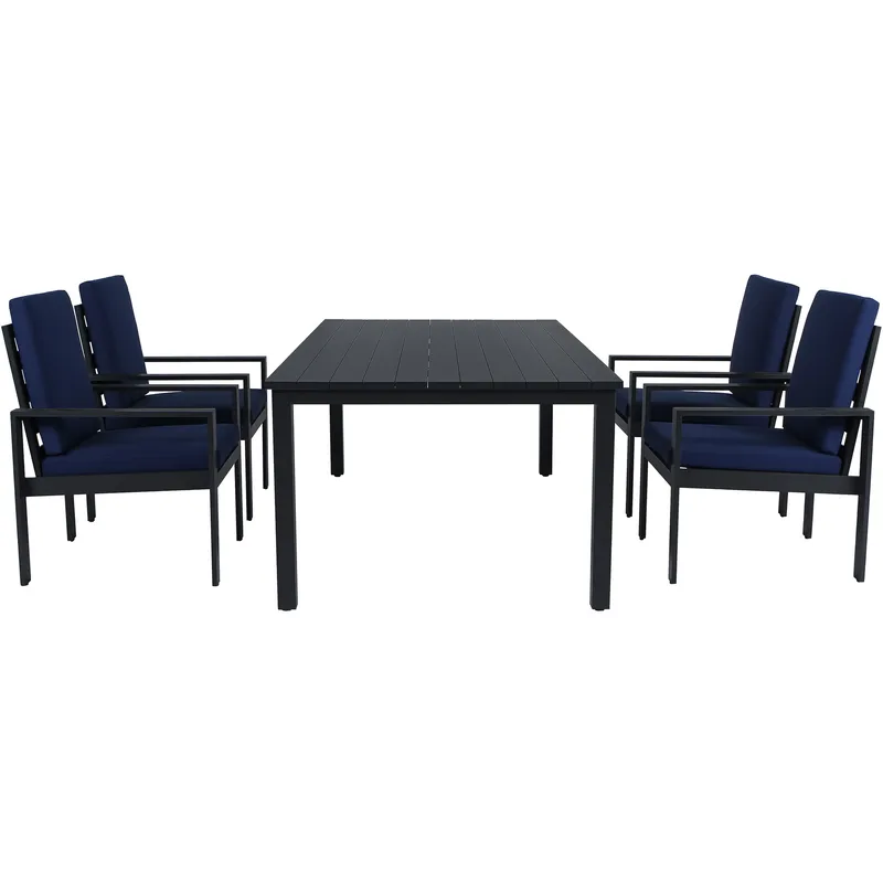 Matgrupp i aluminium | Svart | Bord & 4 stolar | Hamnviken - Utemöbler - Utegrupp - Matgrupp utomhus