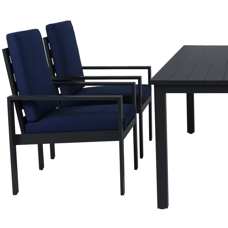 Matgrupp i aluminium | Svart | Bord & 4 stolar | Hamnviken - Utemöbler - Utegrupp - Matgrupp utomhus