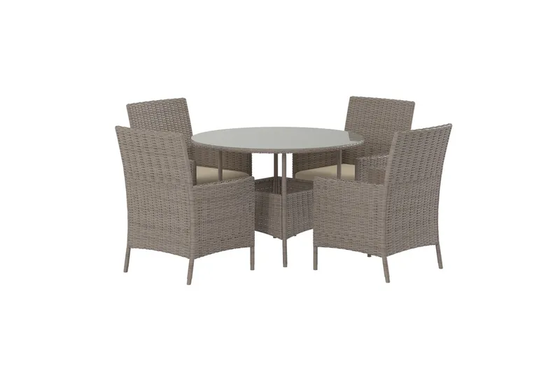 Matgrupp Lefkas 110 cm med 4 Fåtöljer Utomhus - Brun - Utemöbler - Utegrupp - Matgrupp utomhus