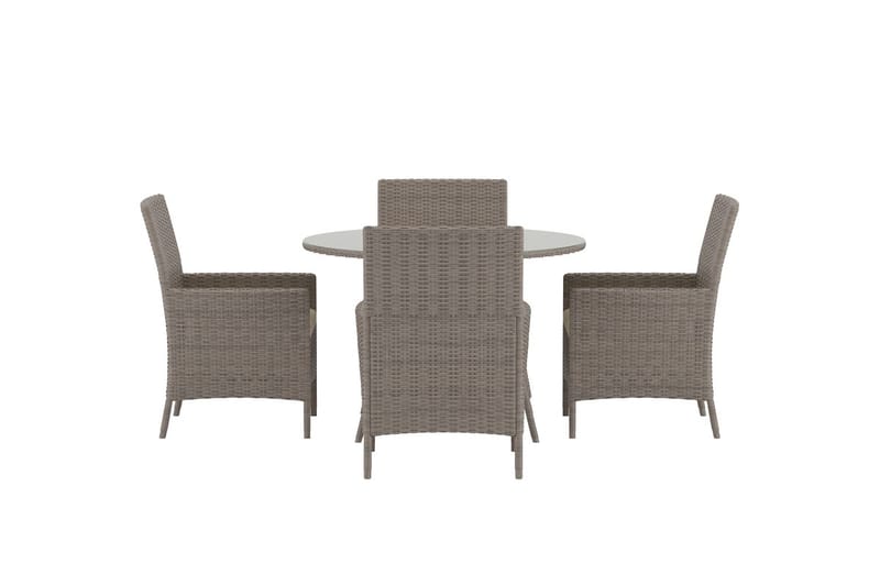 Matgrupp Lefkas 110 cm med 4 Fåtöljer Utomhus - Brun - Utemöbler - Utegrupp - Matgrupp utomhus