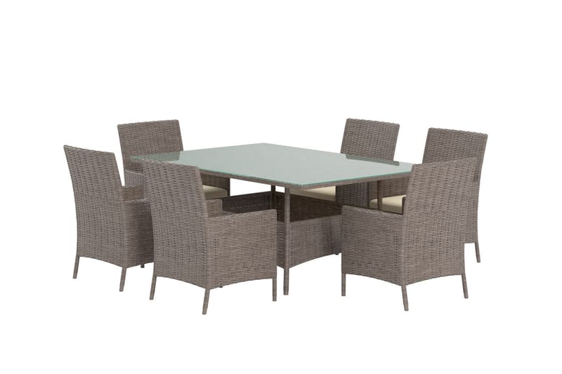 Matgrupp Lefkas 150 cm med 6 Stolar Utomhus - Brun - Utemöbler - Utegrupp - Matgrupp utomhus