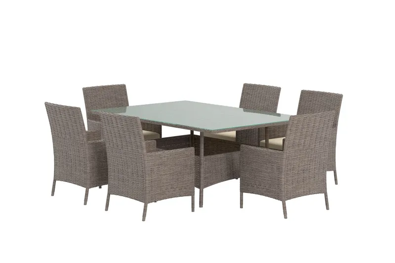 Matgrupp Lefkas 150 cm med 6 Stolar Utomhus - Brun - Utemöbler - Utegrupp - Matgrupp utomhus