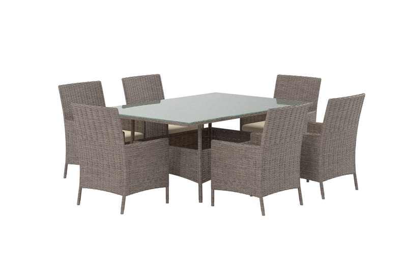 Matgrupp Lefkas 150 cm med 6 Stolar Utomhus - Brun - Utemöbler - Utegrupp - Matgrupp utomhus