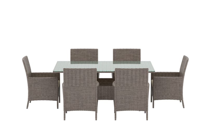 Matgrupp Lefkas 150 cm med 6 Stolar Utomhus - Brun - Utemöbler - Utegrupp - Matgrupp utomhus