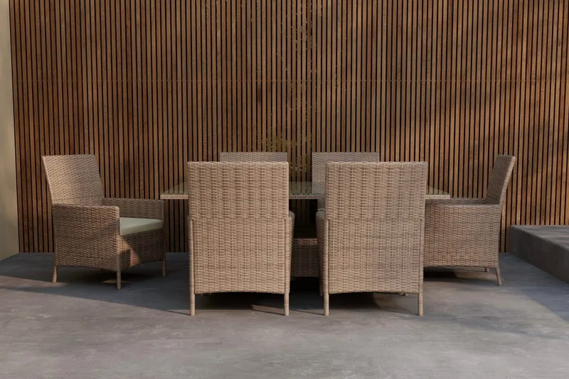 Matgrupp Lefkas 150 cm med 6 Stolar Utomhus, Brun