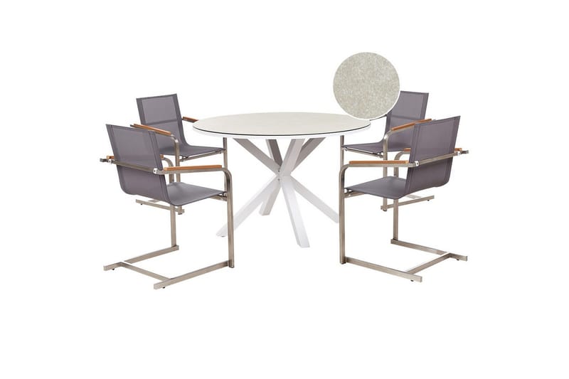 Matgrupp Maletto/Cosoleto Grå/vit/silver/beige - Grå/vit/silver/beige - Utemöbler - Utegrupp - Matgrupp utomhus