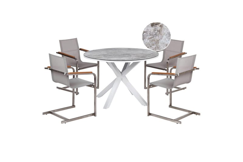 Matgrupp Maletto/Cosoleto Vit/Grå/Silver, Vit/Grå/Silver