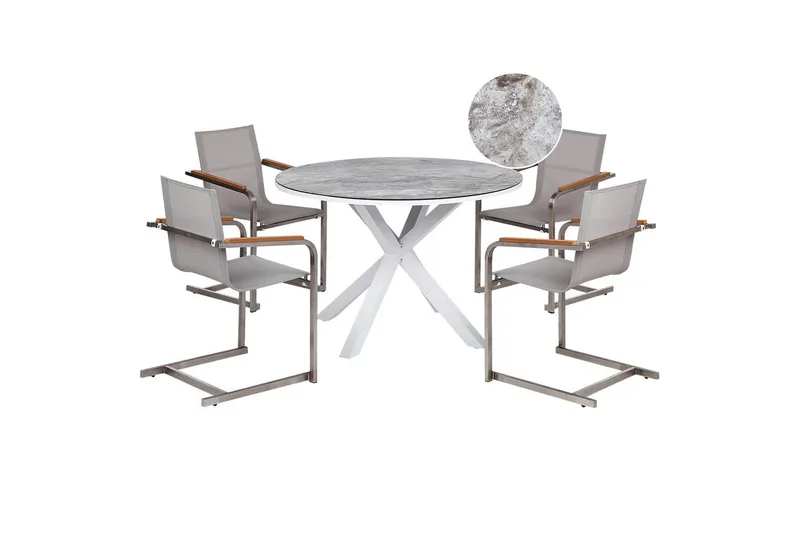 Matgrupp Maletto/Cosoleto Vit/Grå/Silver - Vit/Grå/Silver - Utemöbler - Utegrupp - Matgrupp utomhus