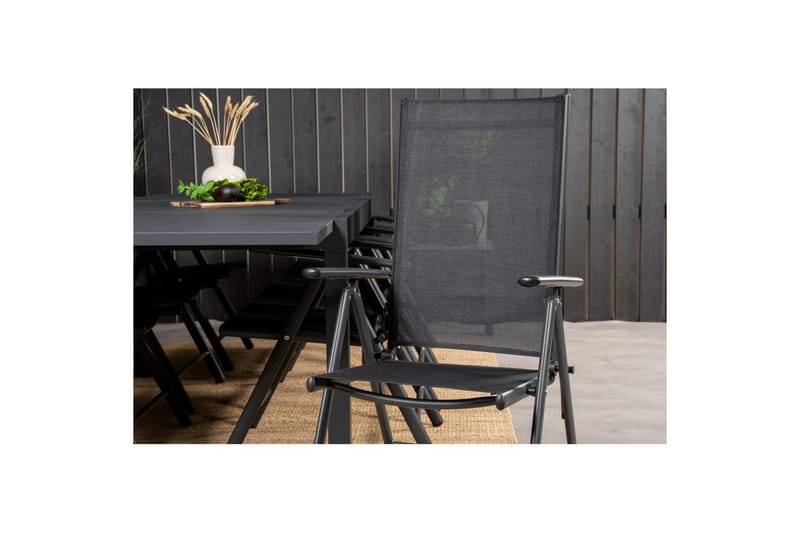 Matgrupp Marbella Rektangulärt 160/240x100 cm Svart med 8st Break Stolar - Utemöbler - Utegrupp - Matgrupp utomhus